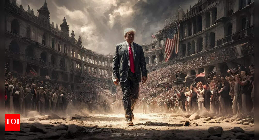 „Staub, Schweiß und Blut“: Das Weiße Haus verwendet Roosevelt Rede, um Trump als Kämpfer zu werfen. zeigt ihn in einem Kolosseum