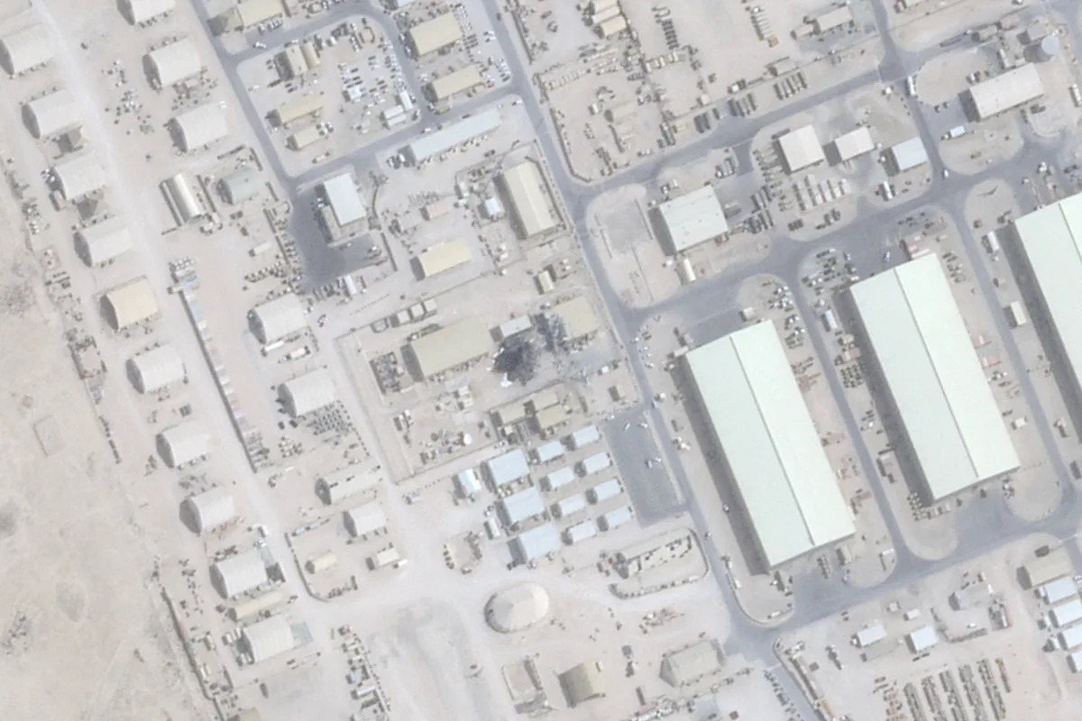 Las fotos satelitales sugieren un ataque de Irán en la base aérea de Qatar Hit Geodesic Dome utilizado para las comunicaciones estadounidenses Las fotos satelitales sugieren un ataque de Irán en la base aérea de Qatar Hit Geodesic Dome utilizado para las comunicaciones estadounidenses