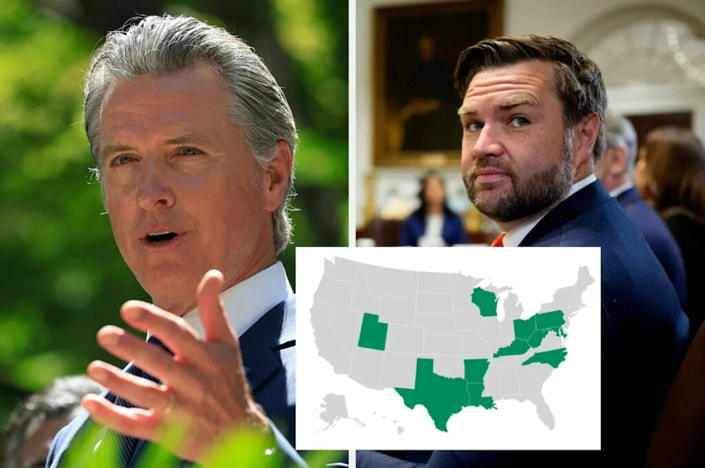 Gavin Newsom wird viral, um JD Vance mit einer einzelnen Karte zu schließen