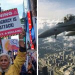 Trump veröffentlicht ein Video in einem Kampfflugzeug, in dem er braunen Schlamm auf Demonstranten schüttet | Welt | Nachricht